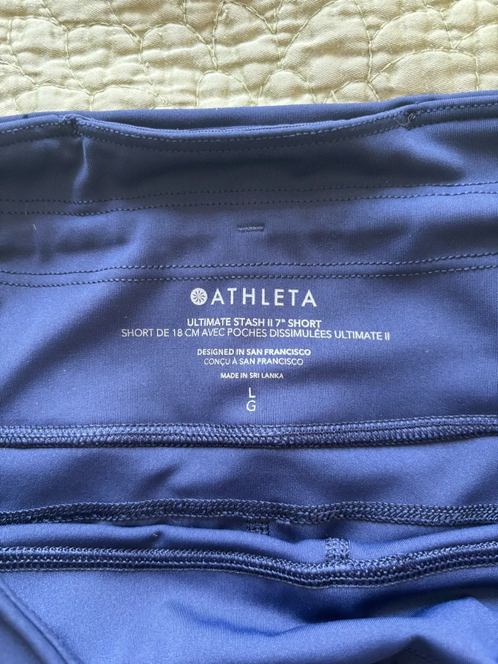 Athleta Navy Ultimate Stash II 7” Short L - Picture 5 of 11